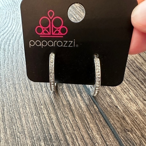 Paparazzi Silver Diamond Loop Earrings‎